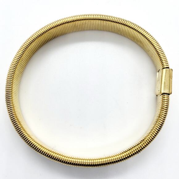 Vintage Cobra Stretch Antique Statement Bracelet Gold Tone Ribbed from The 80's - Picture 5 of 8